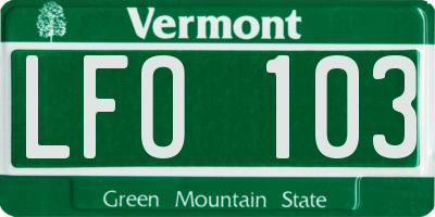 VT license plate LFO103