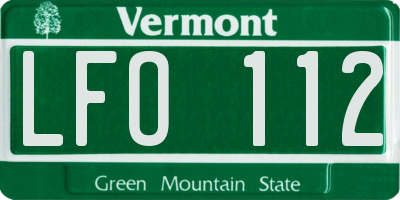 VT license plate LFO112