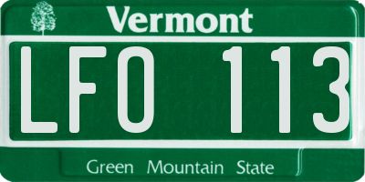 VT license plate LFO113