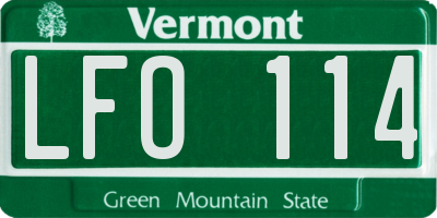 VT license plate LFO114