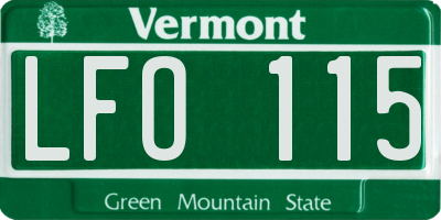 VT license plate LFO115