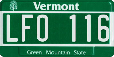 VT license plate LFO116