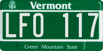 VT license plate LFO117