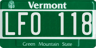 VT license plate LFO118