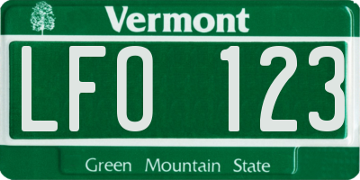 VT license plate LFO123