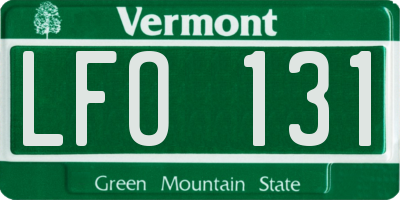 VT license plate LFO131