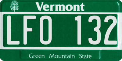 VT license plate LFO132