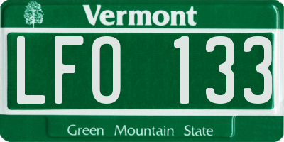 VT license plate LFO133