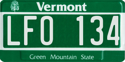 VT license plate LFO134