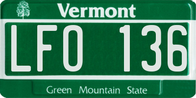 VT license plate LFO136