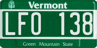 VT license plate LFO138