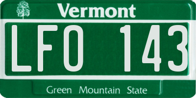 VT license plate LFO143