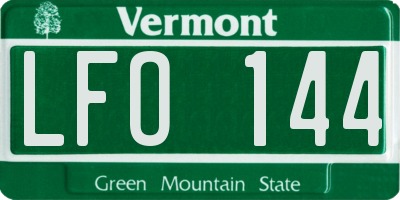 VT license plate LFO144