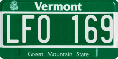 VT license plate LFO169