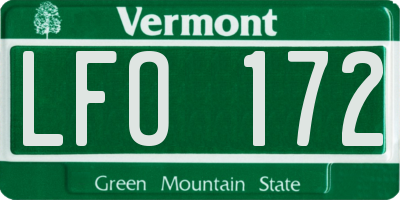 VT license plate LFO172
