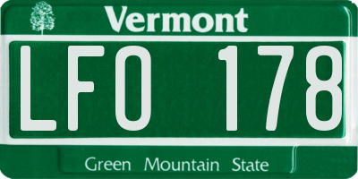 VT license plate LFO178