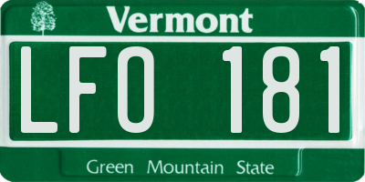 VT license plate LFO181