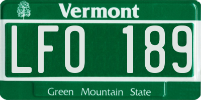 VT license plate LFO189