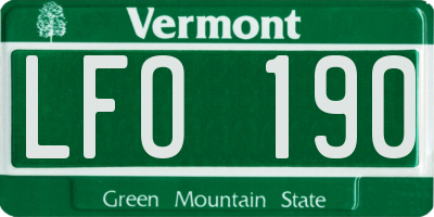 VT license plate LFO190