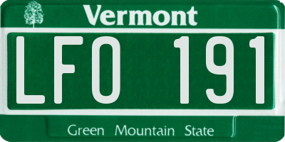 VT license plate LFO191