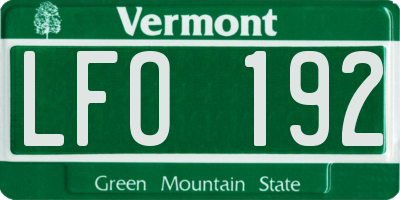 VT license plate LFO192