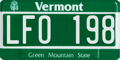 VT license plate LFO198