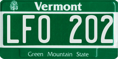 VT license plate LFO202