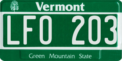 VT license plate LFO203