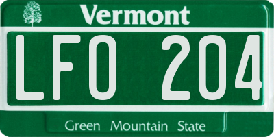 VT license plate LFO204