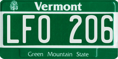 VT license plate LFO206