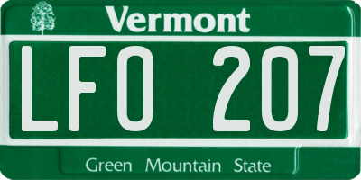 VT license plate LFO207