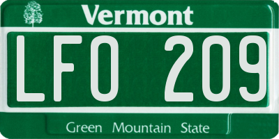 VT license plate LFO209
