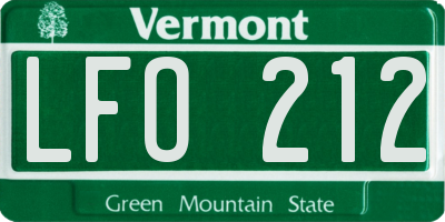 VT license plate LFO212