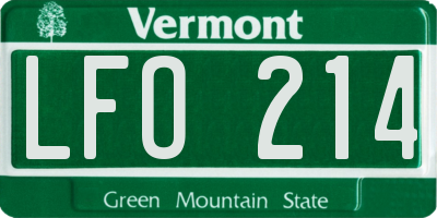 VT license plate LFO214