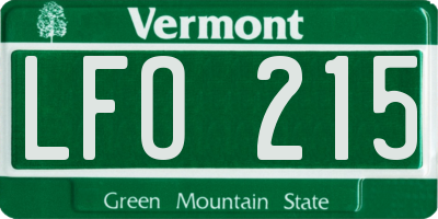 VT license plate LFO215