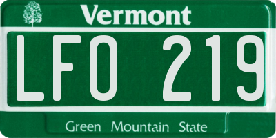 VT license plate LFO219