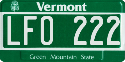 VT license plate LFO222