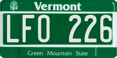 VT license plate LFO226