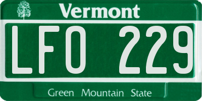 VT license plate LFO229
