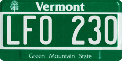 VT license plate LFO230