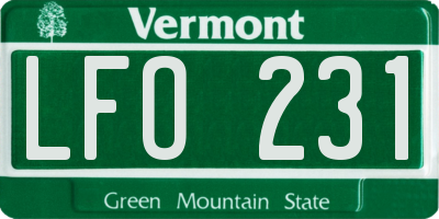 VT license plate LFO231