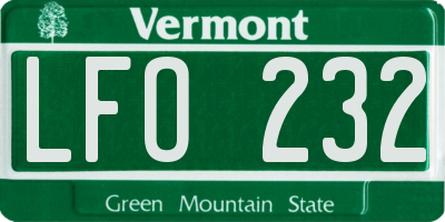 VT license plate LFO232