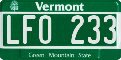 VT license plate LFO233
