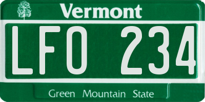 VT license plate LFO234