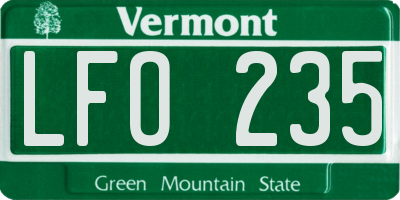 VT license plate LFO235
