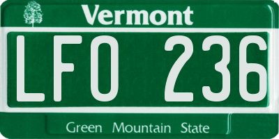 VT license plate LFO236