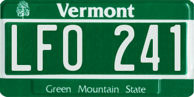 VT license plate LFO241