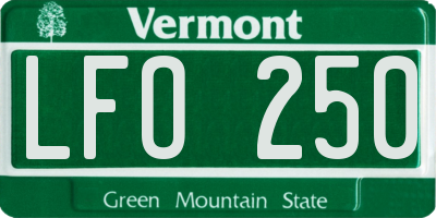 VT license plate LFO250