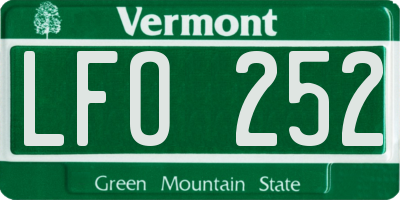 VT license plate LFO252