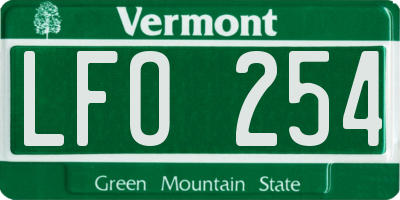 VT license plate LFO254